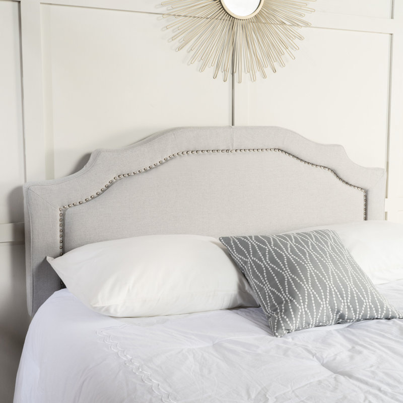 Headboard - Grey, Fabric & Iron, Fits Queen And Full Beds, Adjustable, 52.5"X63.27"X3 Upholstered, Iron Frame, Adjustable For Size 52.5" H X 63.27" W 3" D