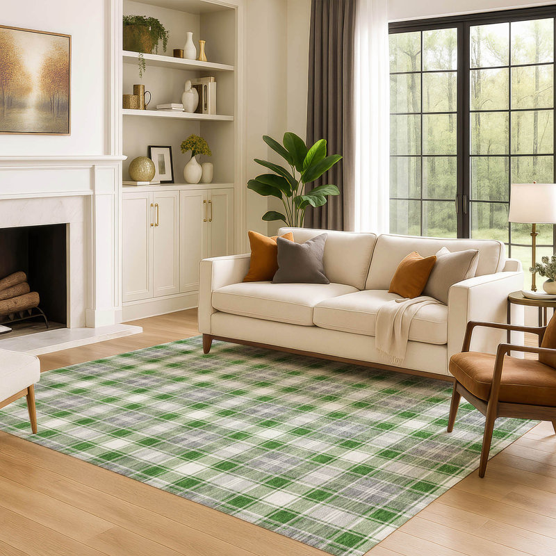 Tapis écossais de qualité supérieure lavable à la machine AMF1817, Rectangle 5 pi x 7 pi 6 po