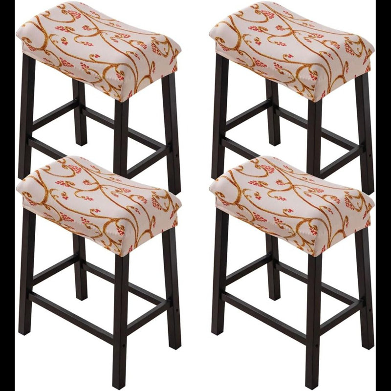 Bar Stool Cover Rectangle Set Of 4 Printed Stretch Counter Height Bar Stools Slipcovers Saddle Stool Slipcover Bench Seat Protector Backless Bar Stools Covers For Kitchen Counter