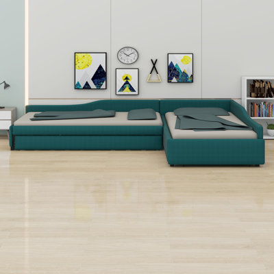 Upholstered Double Daybed With Trundle And Drawer