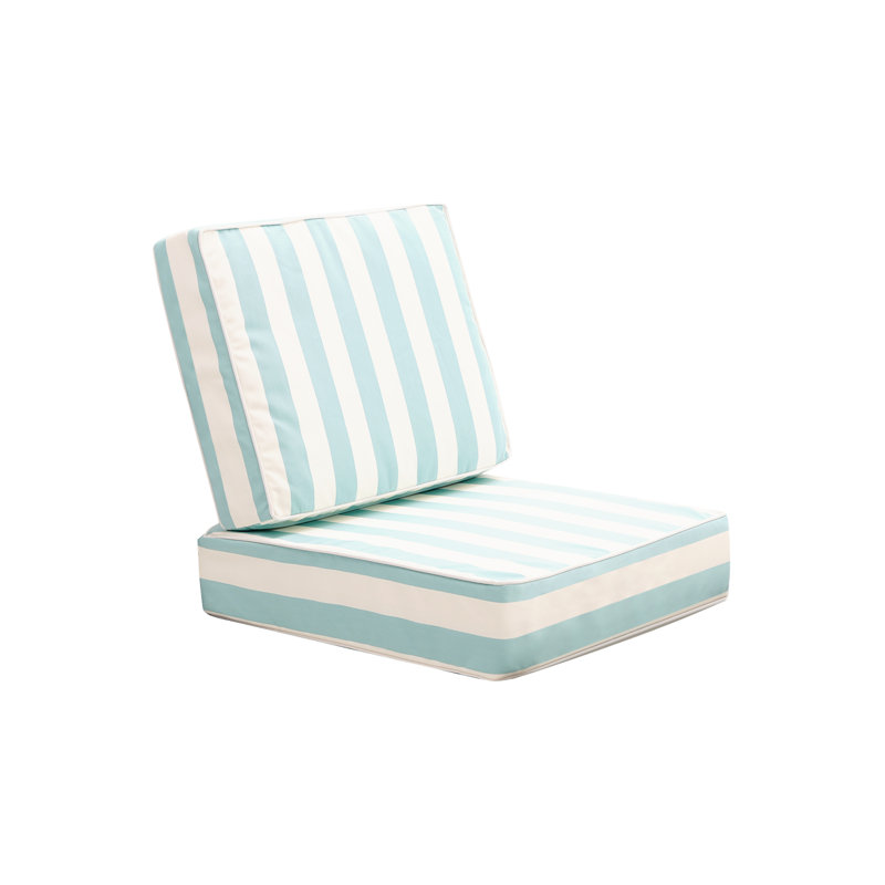Outdoor Seat Cushion Set Deep Seating Patio Cushion Set Thick Cushions 23.6"x23.6"x5”,Black Stripes, 23.6" W x 23.6" D