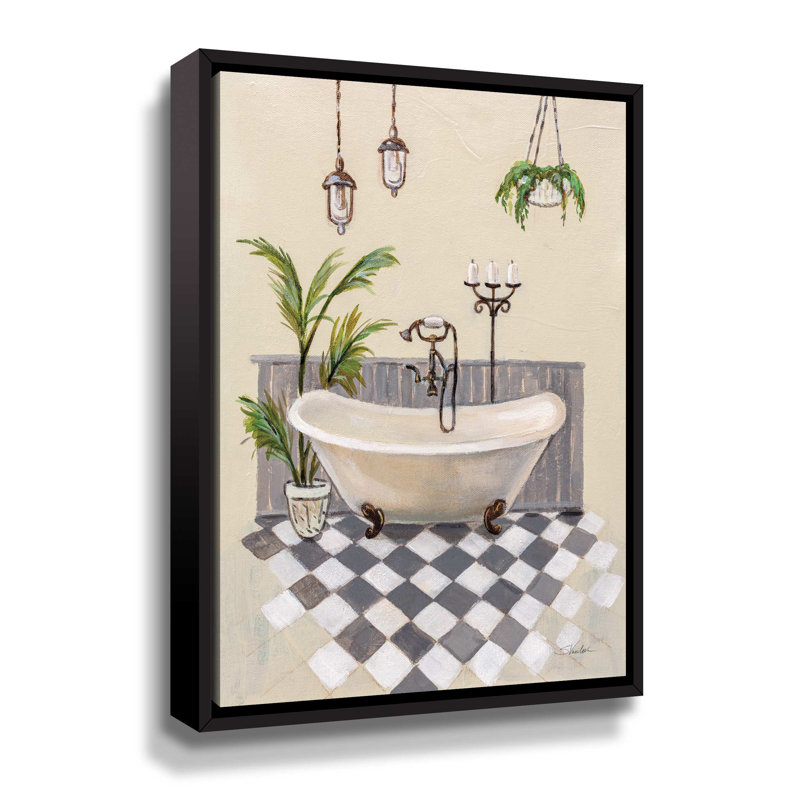 «Gray Cottage Bathroom I», reproduction sur toile à cadre flottant, Toile avec cadre flottant noir, L 8 po x H 10 po