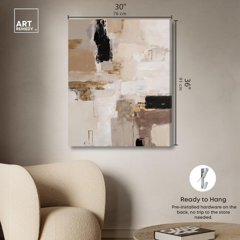 «Neutral Blocks IV», reproduction d'art sur toile, art bohème neutre par Art Remedy, H 36 po x l 30 po