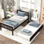 Lit simple avec lit gigogne, tête de lit à plateforme et, convient aux petits espaces de chambre à coucher, lit gigogne escamotable, solution d'économie d'espace, structure en pin, assemblage facile sans sommier