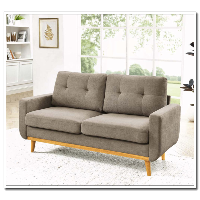Canapé capitonné 67,7 po de largeur Mid-Century, Kaki