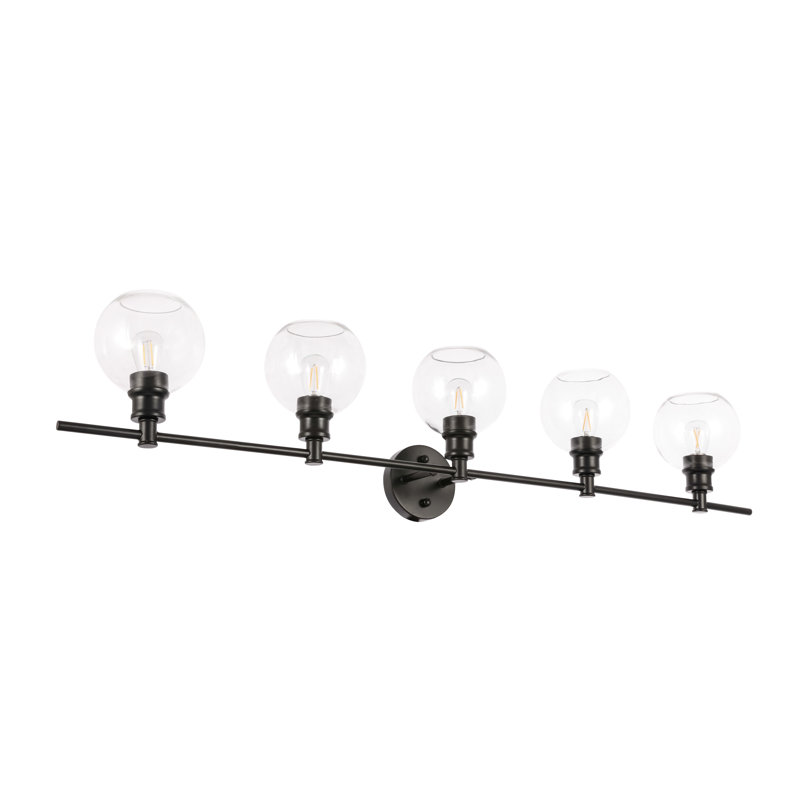 Éclairage pour meuble-lavabo en verre Drinkard, Transparent, Noir, 5 Lights