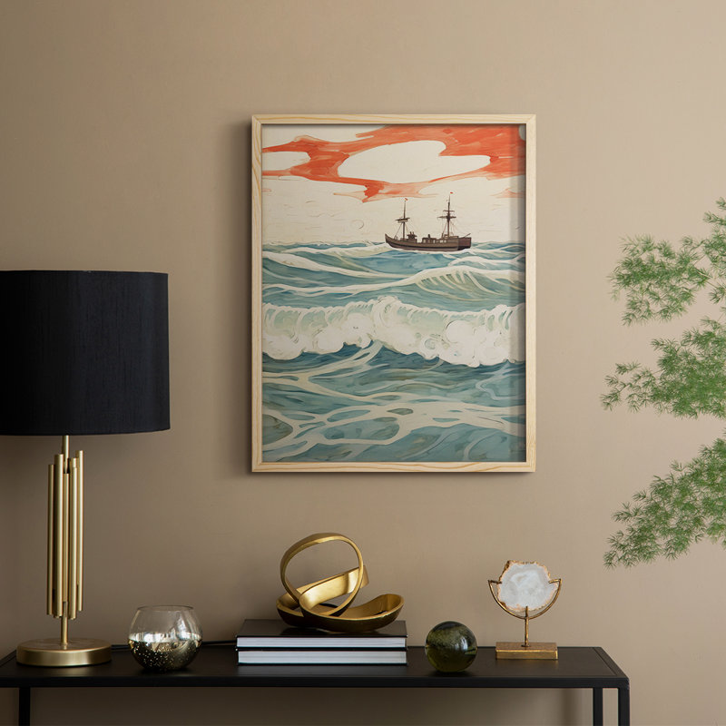 Impression encadrée rétro Vintage Nautical IV - bois massif, Naturel, H 11 po x l 9 po