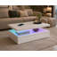 Table basse 47,2 "Delphi avec chargement sans fil, haut-parleur Bluetooth, éclairage à DEL RVB, tiroir de rangement et finition blanche moderne Delphi-130974845