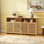 Mid Century Modern Rattan Sideboard Buffet Cabinet With Spacious Storage For Living Room, Entryway, And Kitchen Decor.-1997503552