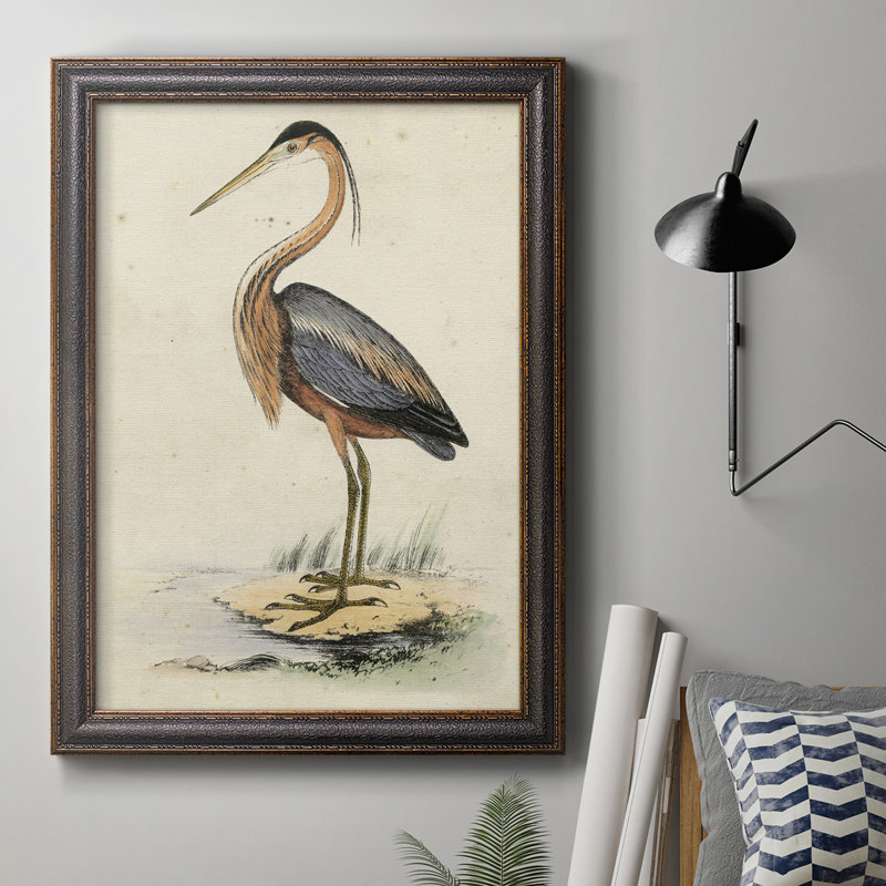 Toile encadrée de qualité supérieure antique Heron II - prête à être accrochée, H 36 po x l 24 po x P 2,5 po