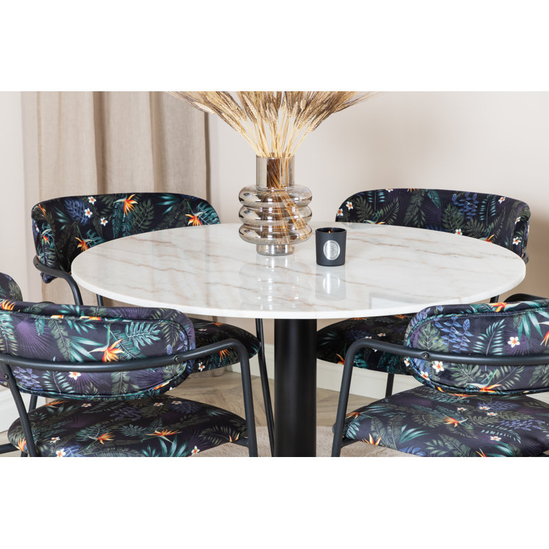 Roth 4 - Person Dining Set, White, Black