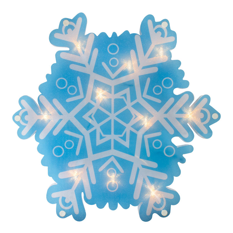 Silhouette de fenêtre de Noël en forme de flocon de neige 11,75 "bleu et blanc