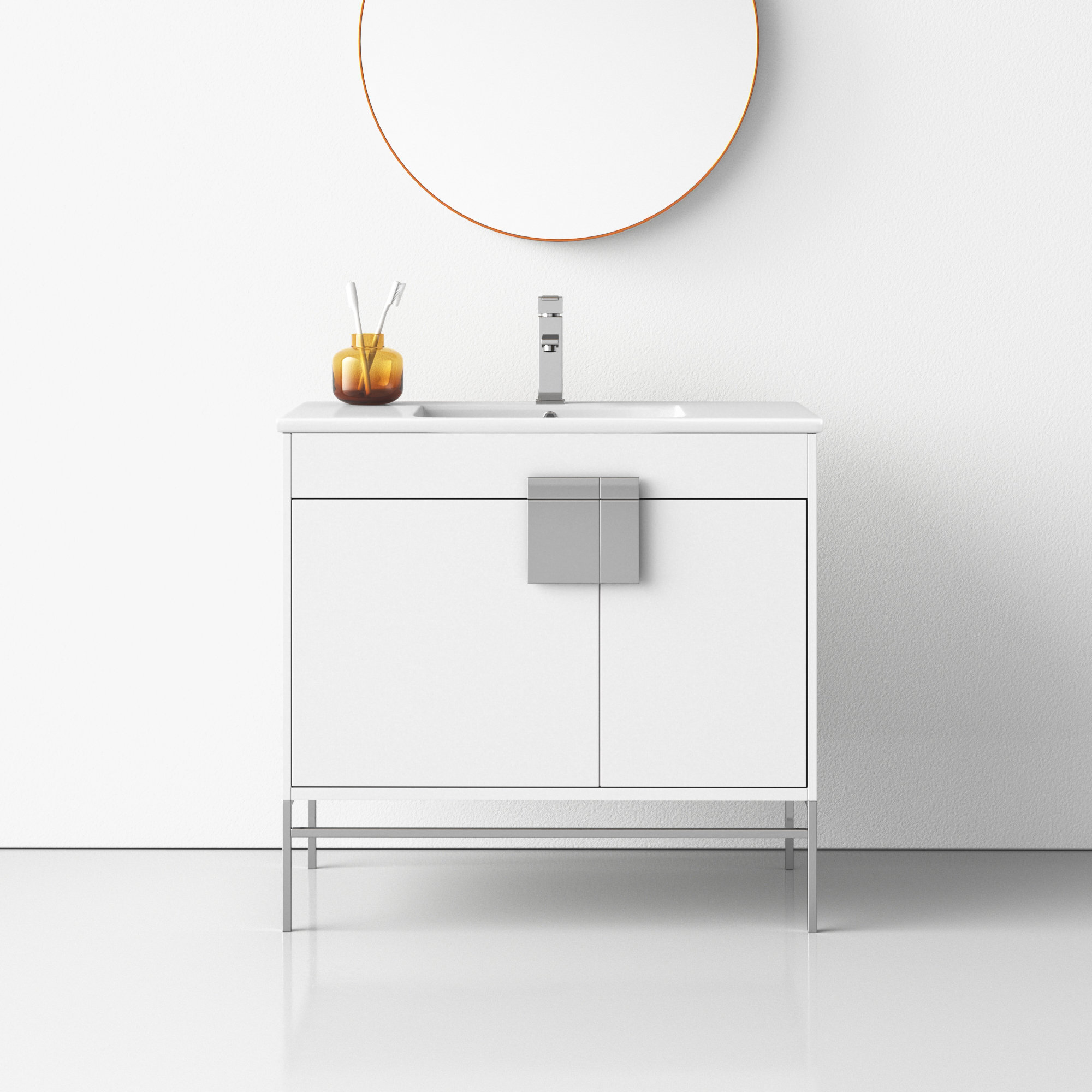 Maisie 36'' Single Bathroom Vanity, White, Polished Chrome