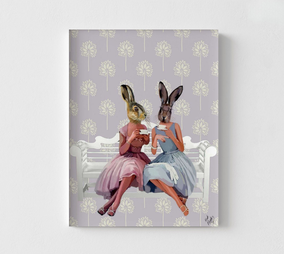 WeFrameArt Rabbit Chat, Girly Rabbit Poster Print, Best Friend Birthday ...