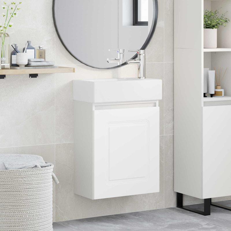 Single Bathroom Vanity with Ceramic Basin, White