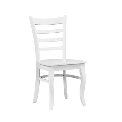 Ensemble de 2 chaises d'appoint de salle à manger Beo, dossier échelle en bois blanc
