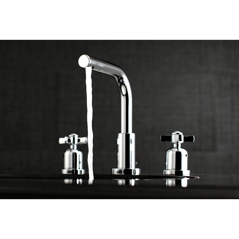 Kingston Brass Millennium Two-Handle 3-Hole Deck Mount Widespread Bathroom Faucet with Brass Pop-Up Drain