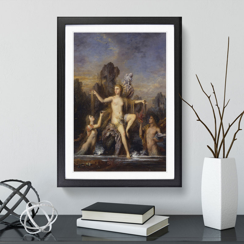 Venus Rising from the Sea by Gustave Moreau - Picture Frame Painting on MDF, 48cm H x 36cm W x 2cm D, Black Framed