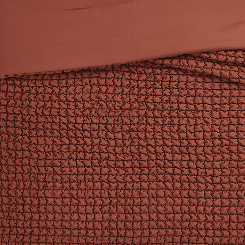 Rust Twin Microfiber Textured Puff Comforter Set