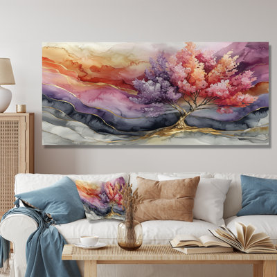Vibrant Tree Of Life Of Marble Ink - Traditional Metal Art Print, Tree Of Life Metal Wall Art