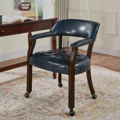 Chaise de poker avec accoudoirs pivotants capitonnés LUMera Collection - bleu