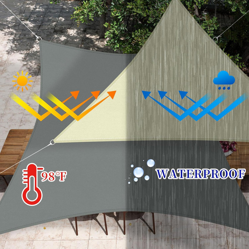 Parasol de patio 10 pi - avec éclairage solaire à DEL, imperméable, 8 nervures, manivelle, base en croix pour terrasse avec lumières, piscine extérieure