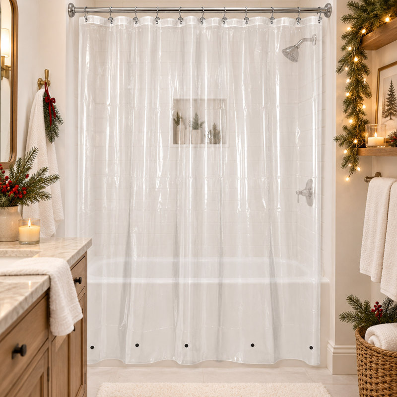 Doublure de rideau de douche 72 pouces en PEVA transparent avec aimants et œillets antirouille