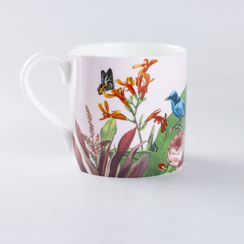 NE PAS EN GROUPE S'IL VOUS PLAÎT! Tasse à café en porcelaine tropicale Tropical Garden, Rose / jardin tropical