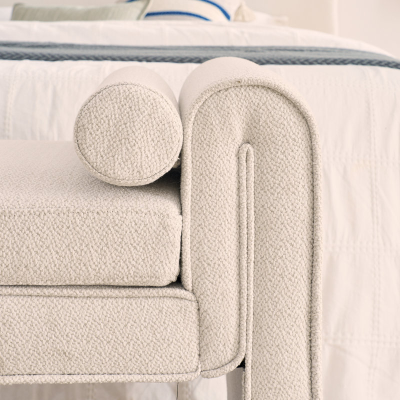 Versatile Linen Fabric Bedroom Storage Stool With Large Capacity, White