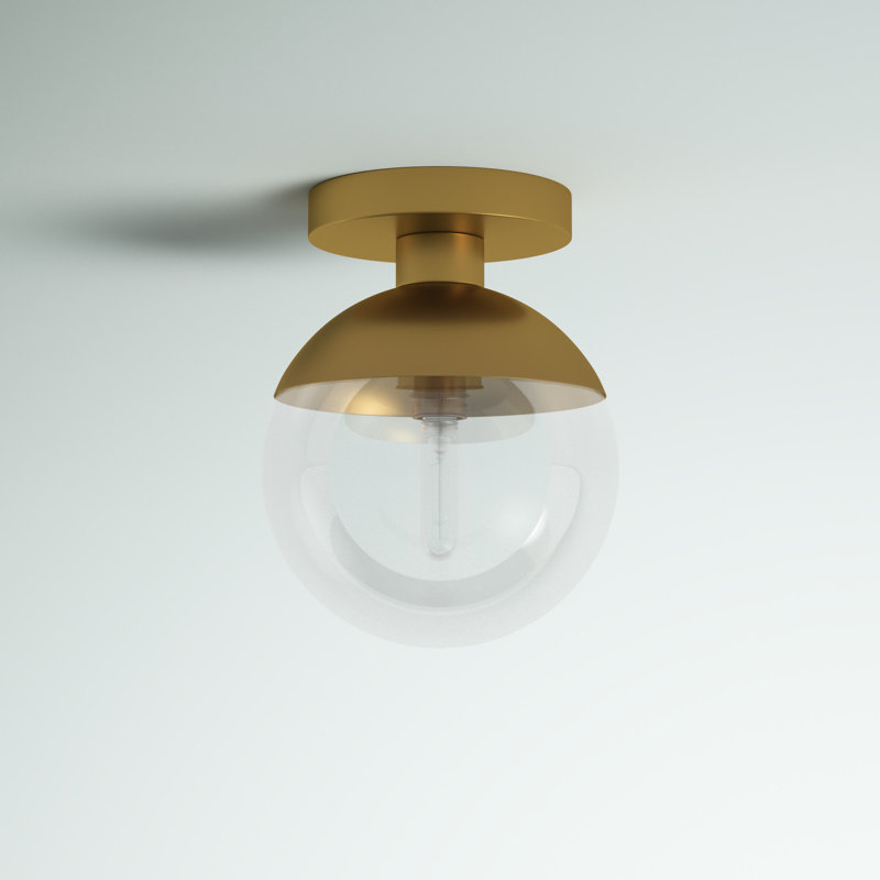 Plafonnier semi-encastré 1 lumière Yearby, H 12 po x l 10 po x P 10 po, Laiton, Transparent