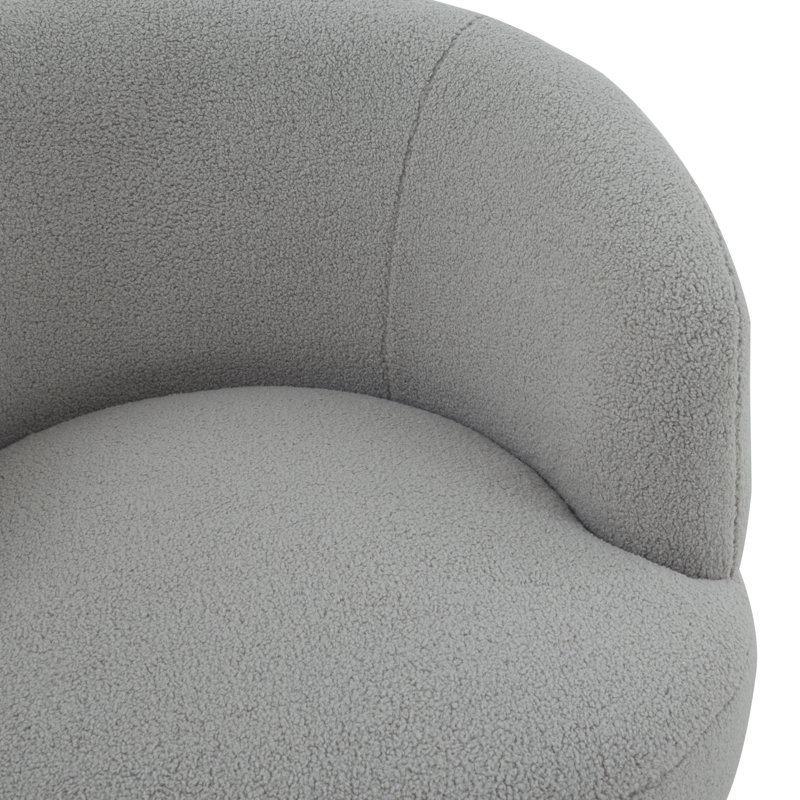 Teter Upholstered Swivel Barrel Chair, Light Gray 100% Polyester, Silver