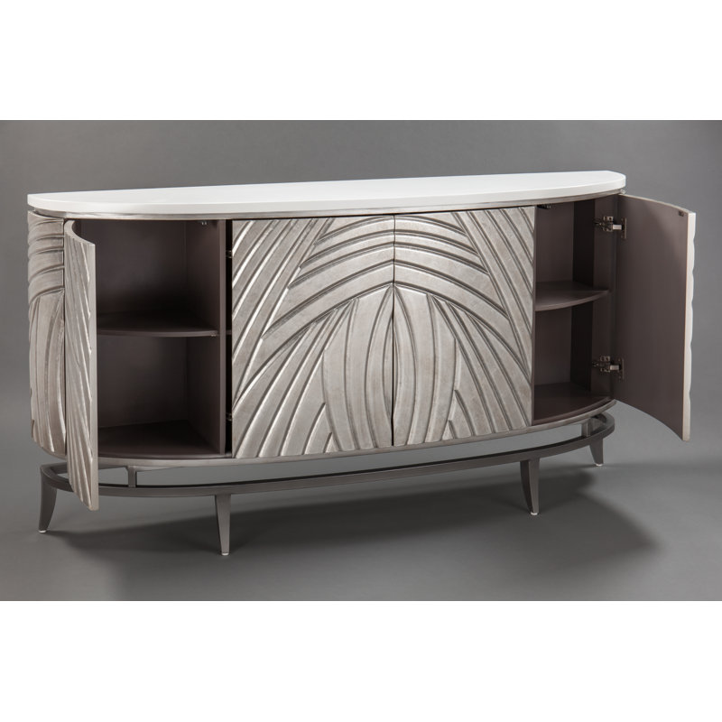 71.5'' W Sideboard, White/SIlver/Black