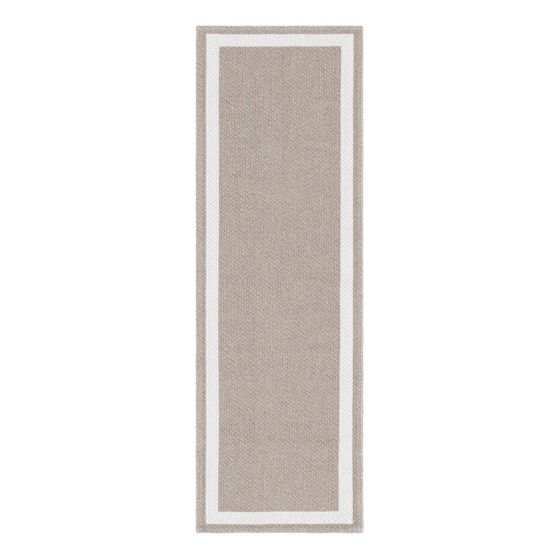 Tapis en coton taupe / ivoire Verdugo, Tapis de couloir 2 pi x 6 pi