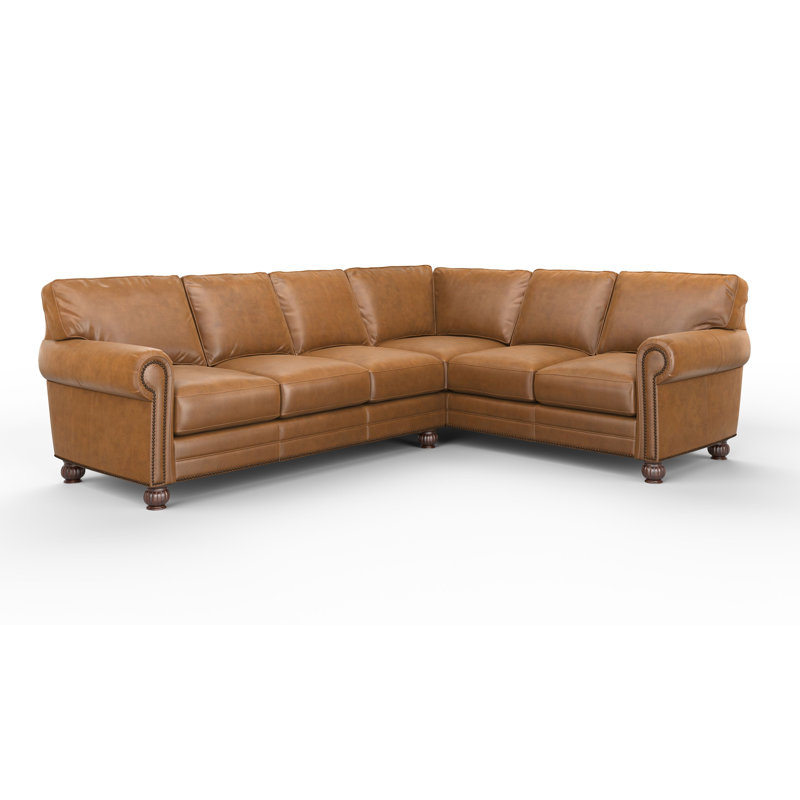 Montana 3x2 Upholstered Sectional, Steeplechase Saddle  Genuine Leather, Left