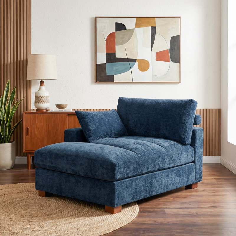 Chaise longue surdimensionnée en velours côtelé avec accoudoirs et coussins décoratifs Bentura, Orienté à gauche (vu de face)