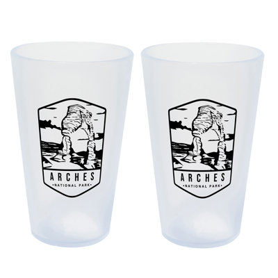 Silipint: Arches National Park Pint Glasses: 16oz: 2 Pack - Themed Print Icicle Silicone Cups, Unbreakable