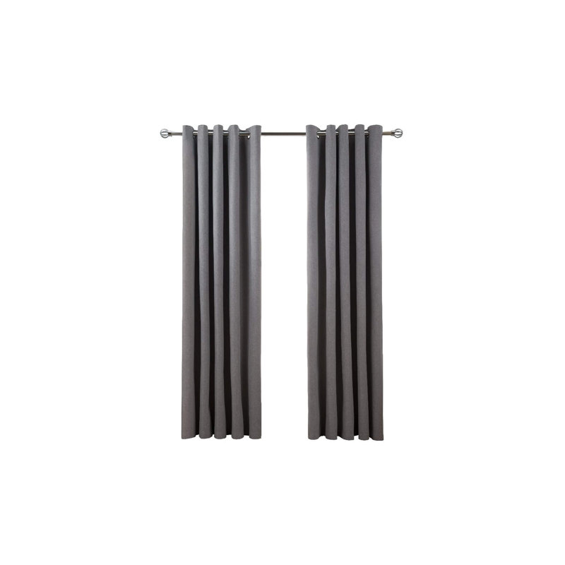 Ausia Blackout Curtain Panel Pair, 137cm H x 117cm W, Charcoal