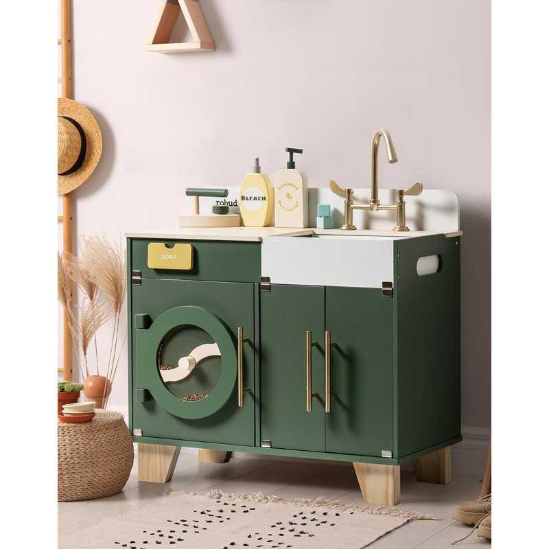 Wooden Washing Machine Play Kitchen Toy for Kids