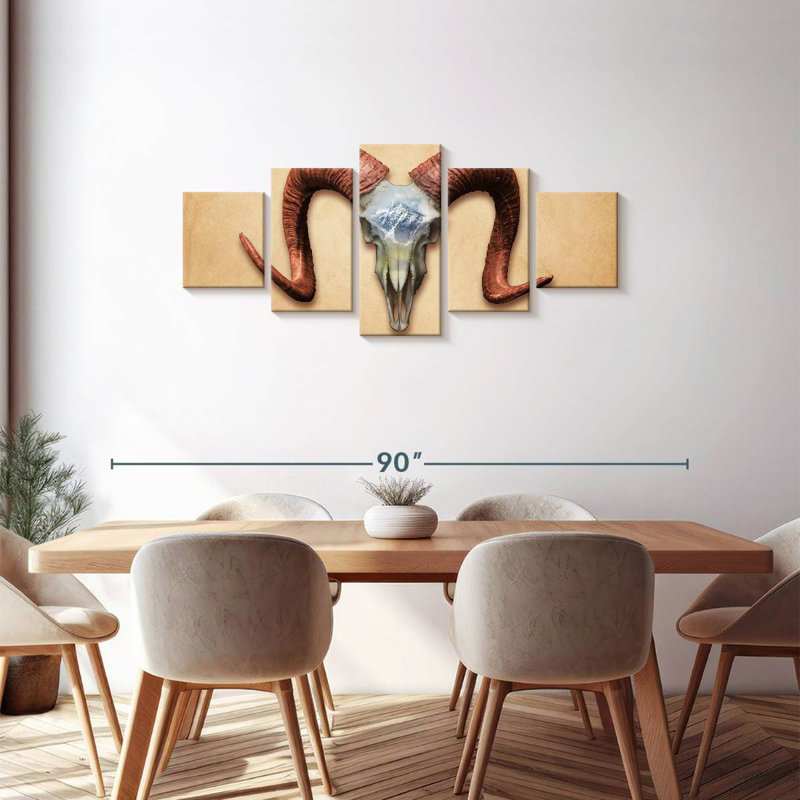 Daunting Ram Skull, 30" H x 68" W