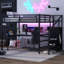 Lit mezzanine en métal avec bureau et USB, lumières DEL-1837288868-1837288865