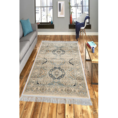 Tapis oriental ivoire / bleu Alata
