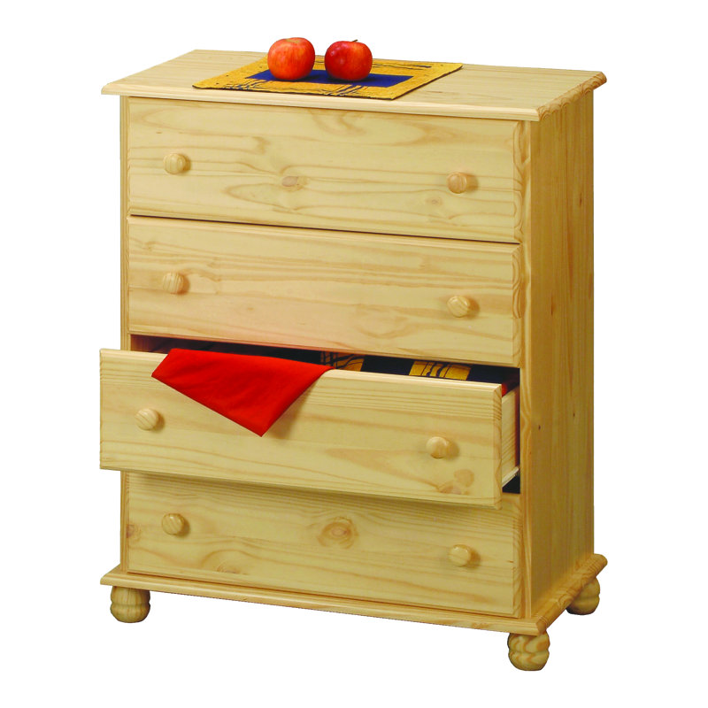 Adaya Solid Wood 80cm W 4 - Drawer Chest of Drawers