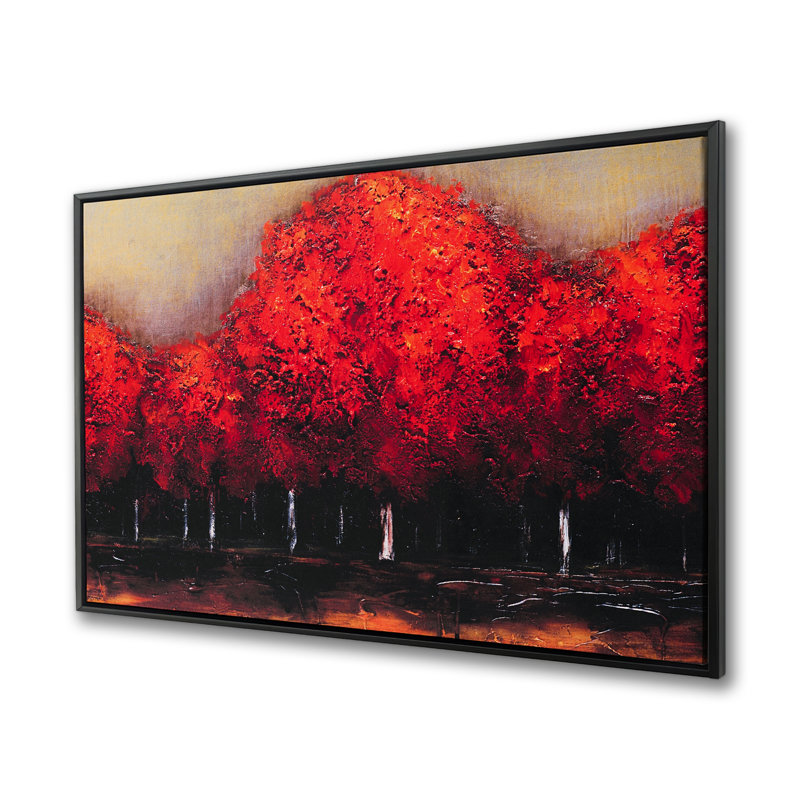 Red Dark Trees Framed Canvas | Stunning Home Decor Art
