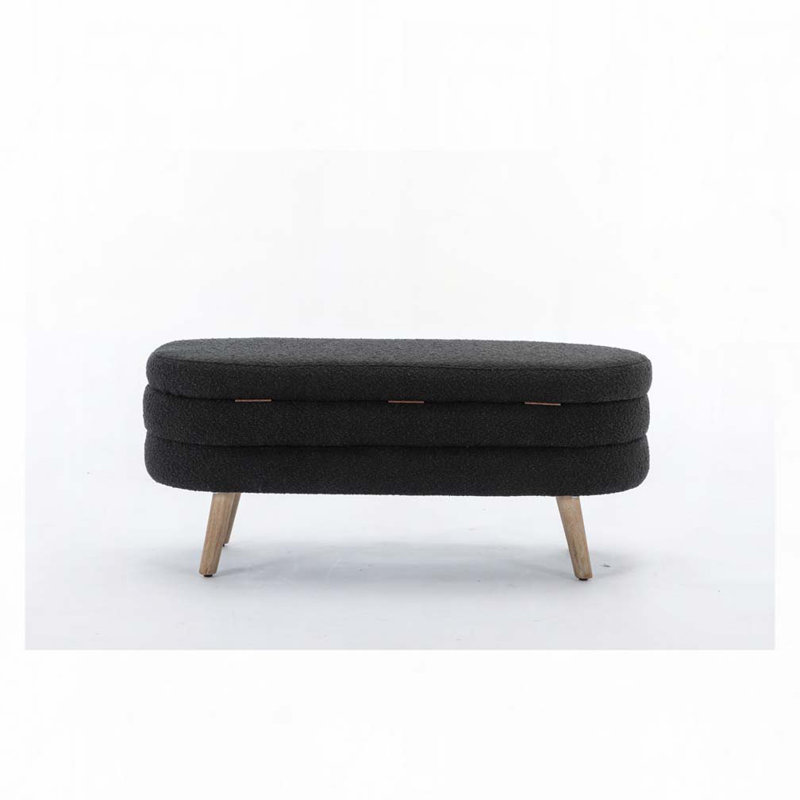 Noelany Upholstered Storage Bench, Black Boucle