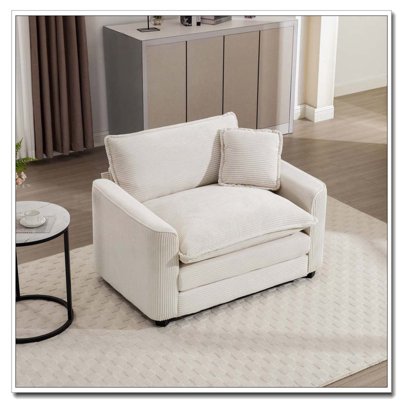 Fauteuil club en velours côtelé, fauteuil, H 33,85 po x l 45,25 po x P 34,25 po