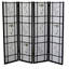 Paravent Shoji à 4 panneaux de 178 cm de hauteur, en bois noir, pliable, avec motif floral.-349777940-349777942