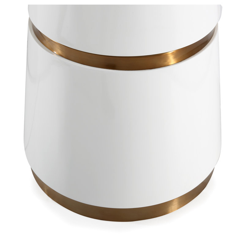 White and Gold Round Wood Dining Table for Four