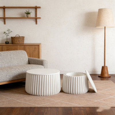 White Round Storage Table Set