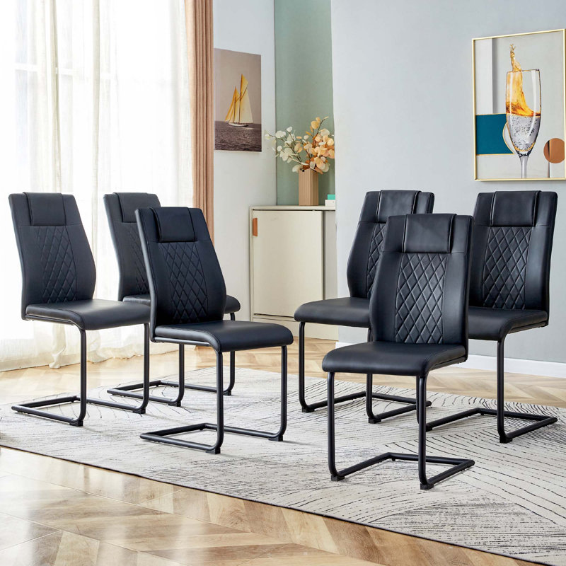 Chaises de salle à manger en similicuir, chaises d'appoint, 6, Doré, Noir, noir, noir, noir