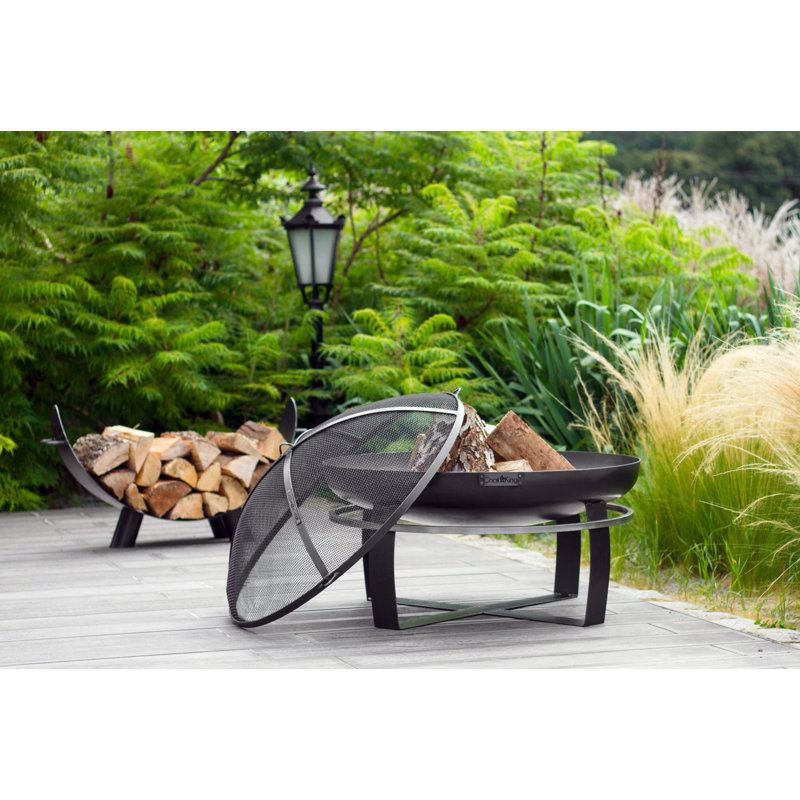 Round Steel Wood Burning Smokeless Fire Pit, 36cm H x 60cm W x 60cm D